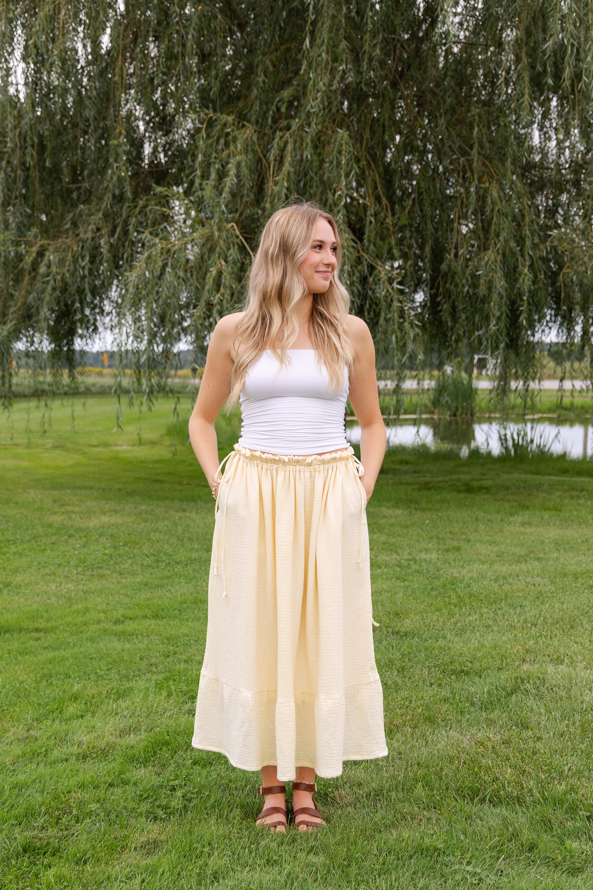 Soleil Maxi Skirt - Size Adjustable - Butter Yellow