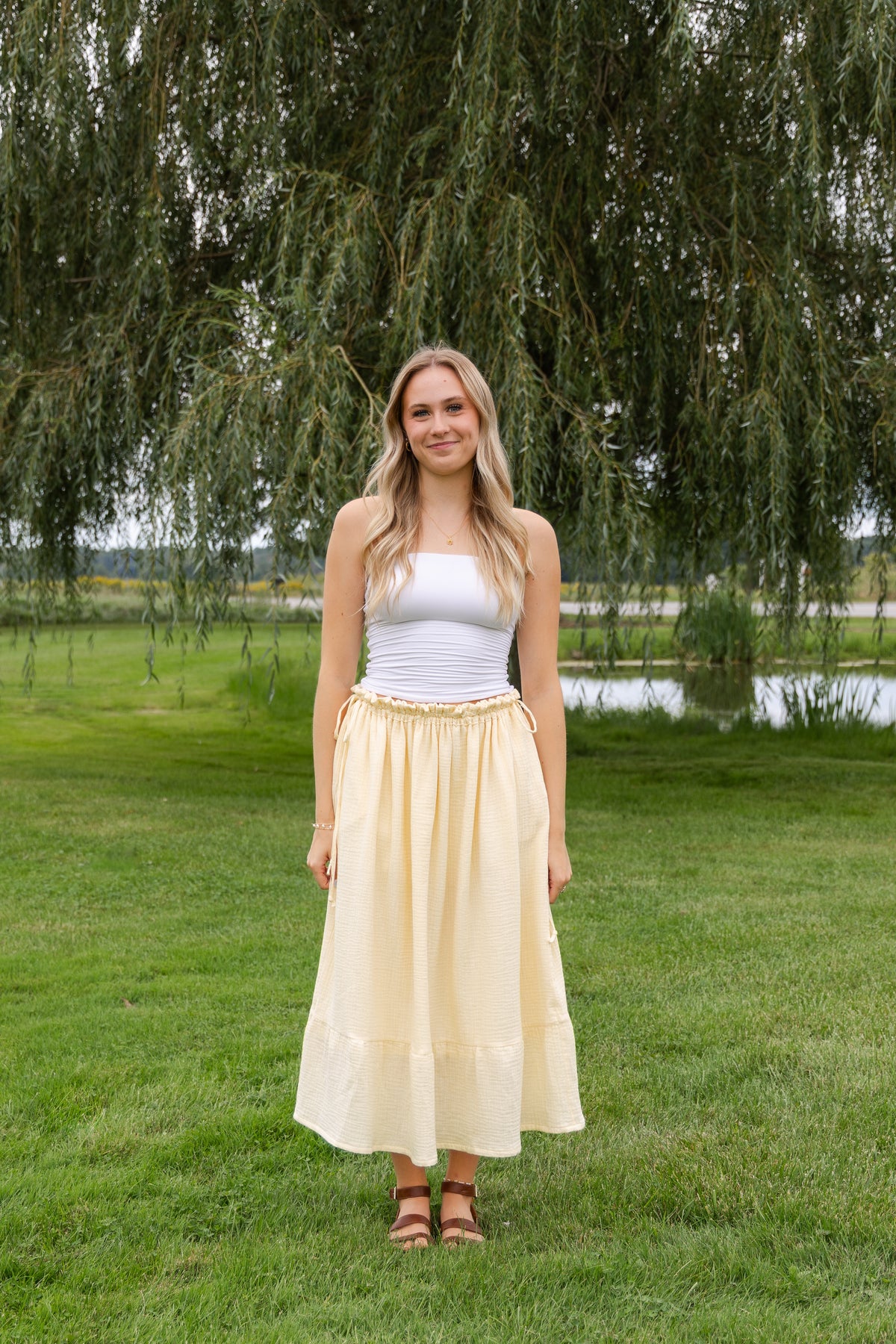 Soleil Maxi Skirt - Size Adjustable - Butter Yellow