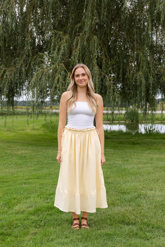 Soleil Maxi Skirt - Size Adjustable - Butter Yellow