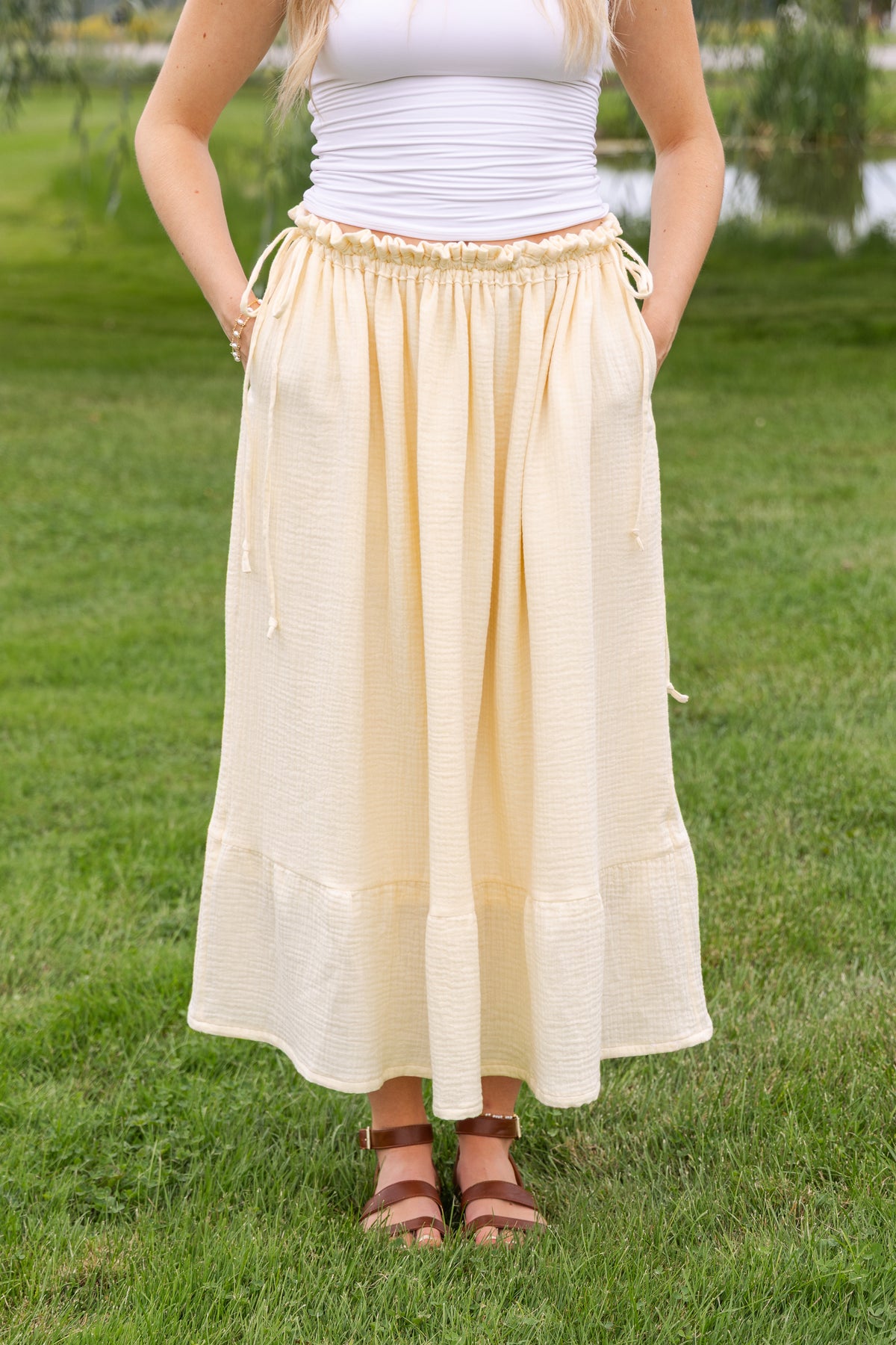 Soleil Maxi Skirt - Size Adjustable - Butter Yellow