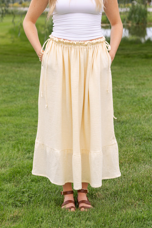 Soleil Maxi Skirt - Size Adjustable - Butter Yellow