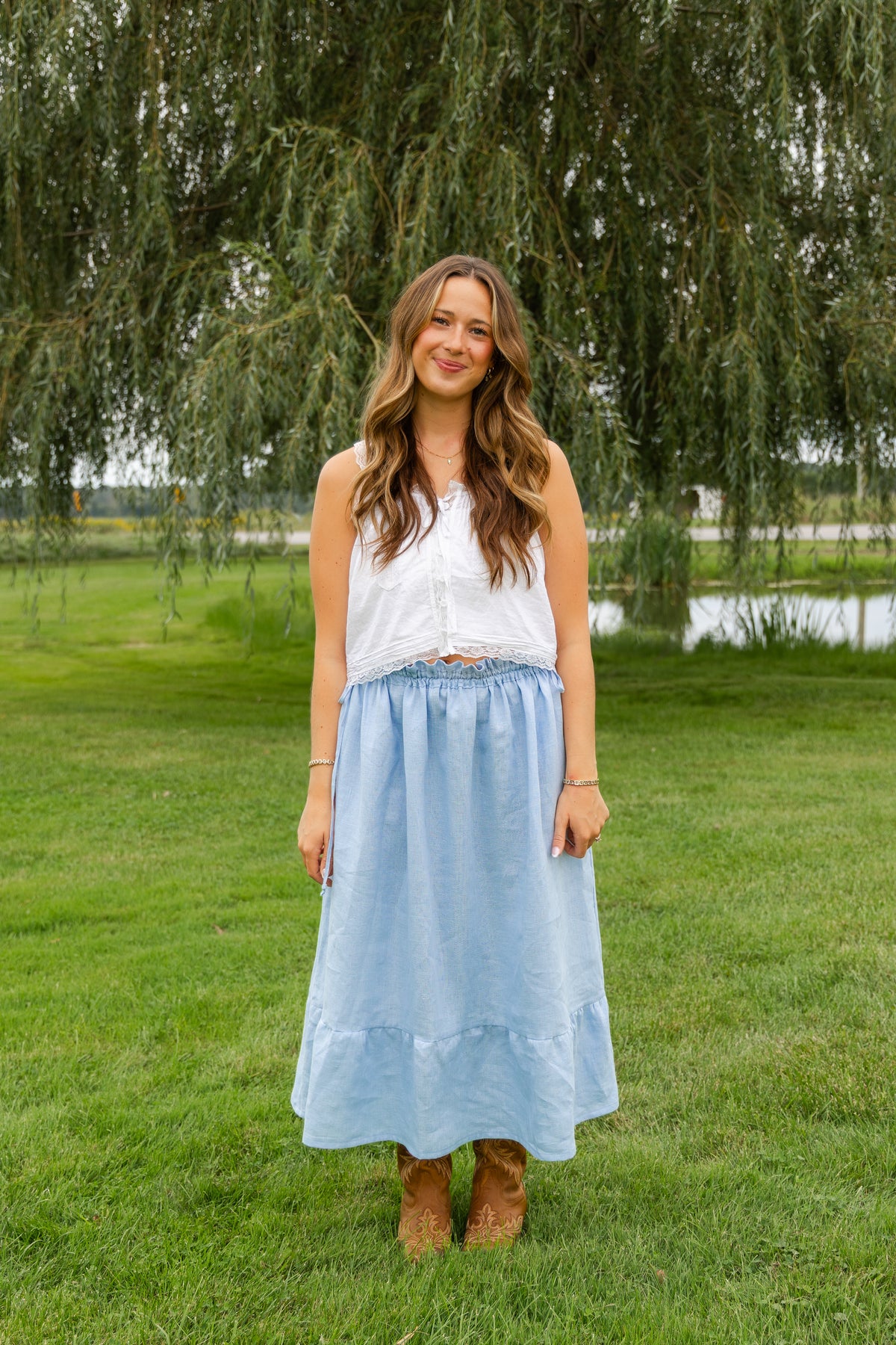 Soleil Maxi Skirt - Size Adjustable - Forget Me Not Blue