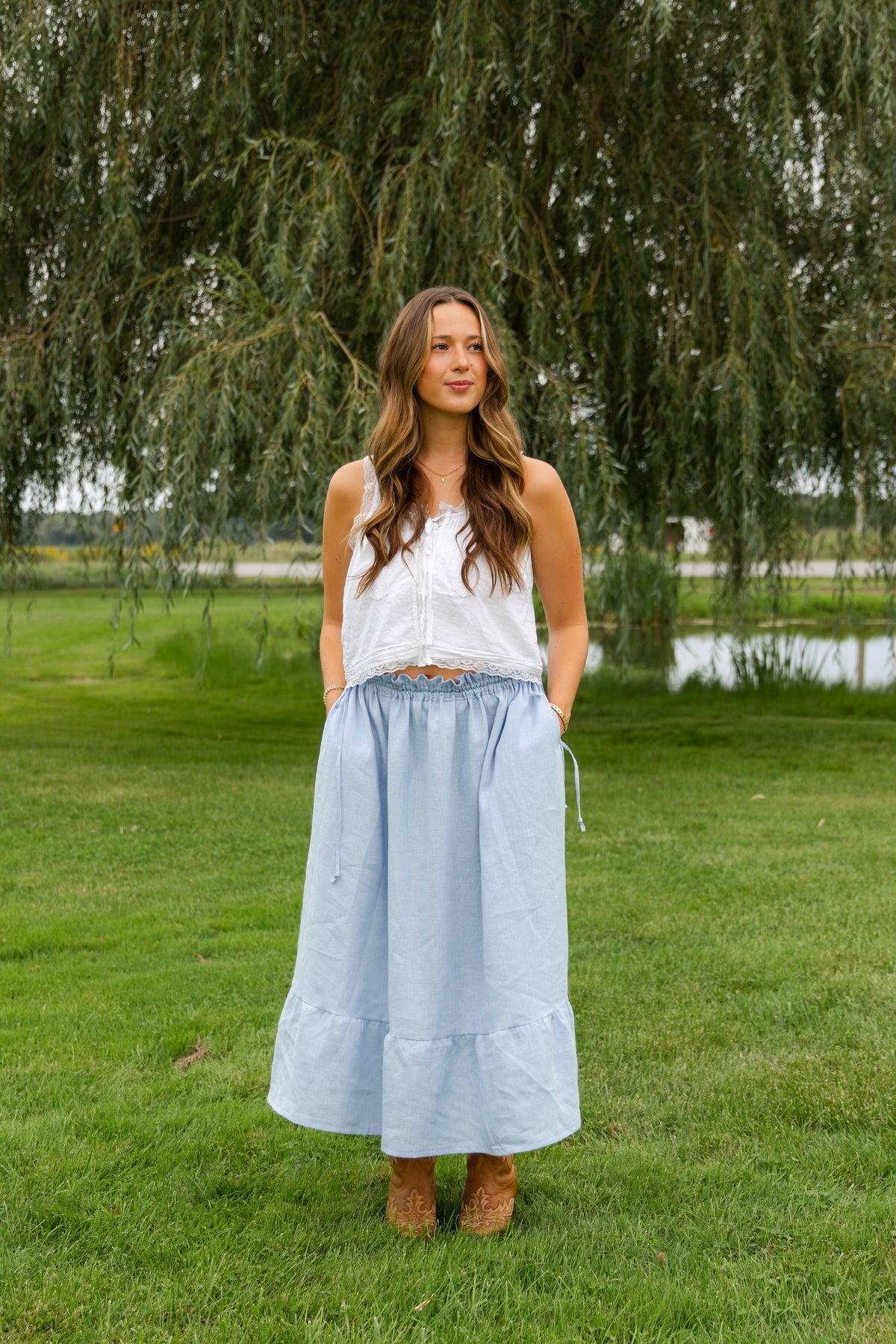 Soleil Maxi Skirt - Size Adjustable - Forget Me Not Blue