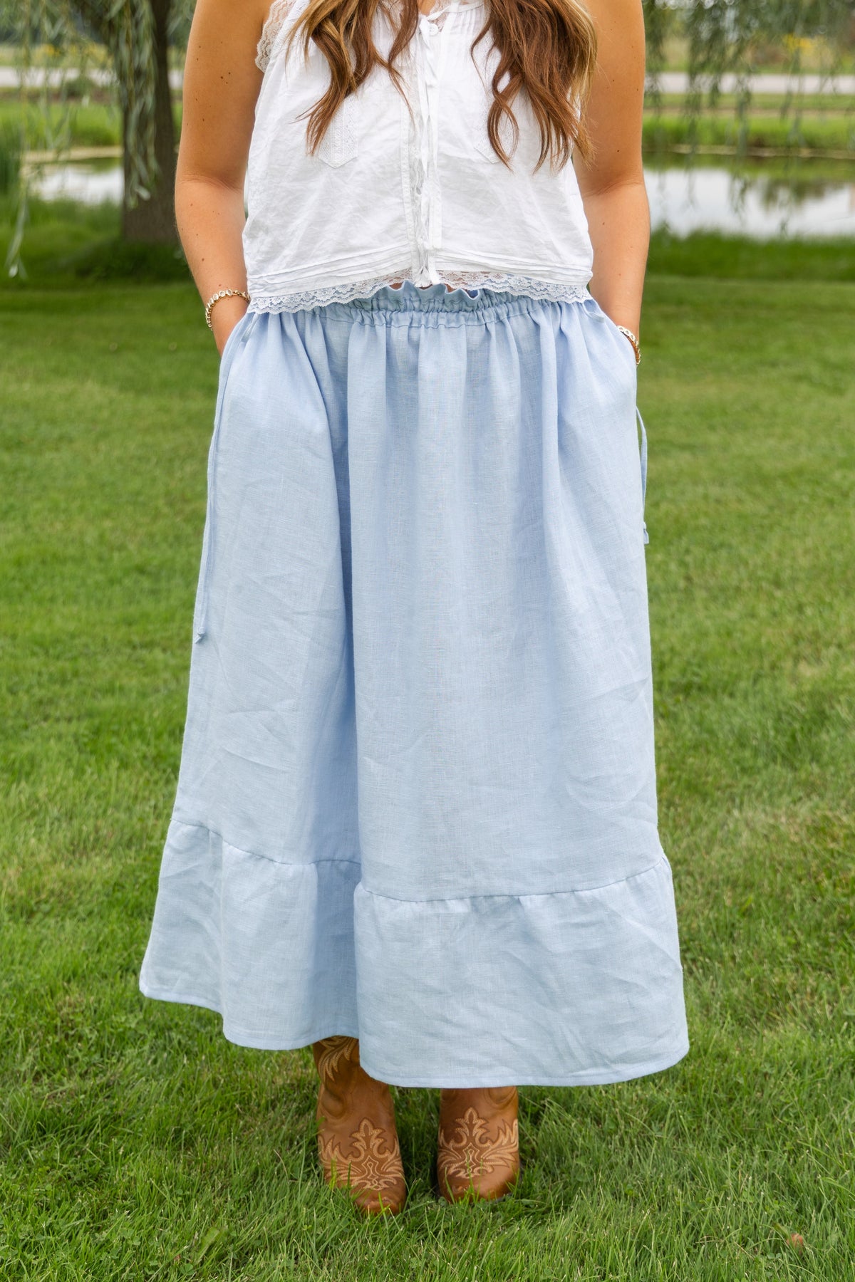 Soleil Maxi Skirt - Size Adjustable - Forget Me Not Blue